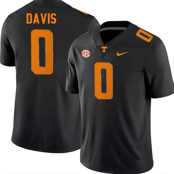 Men #0 Ethan Davis Tennessee Volunteers College Football Jerseys Stitched-Black